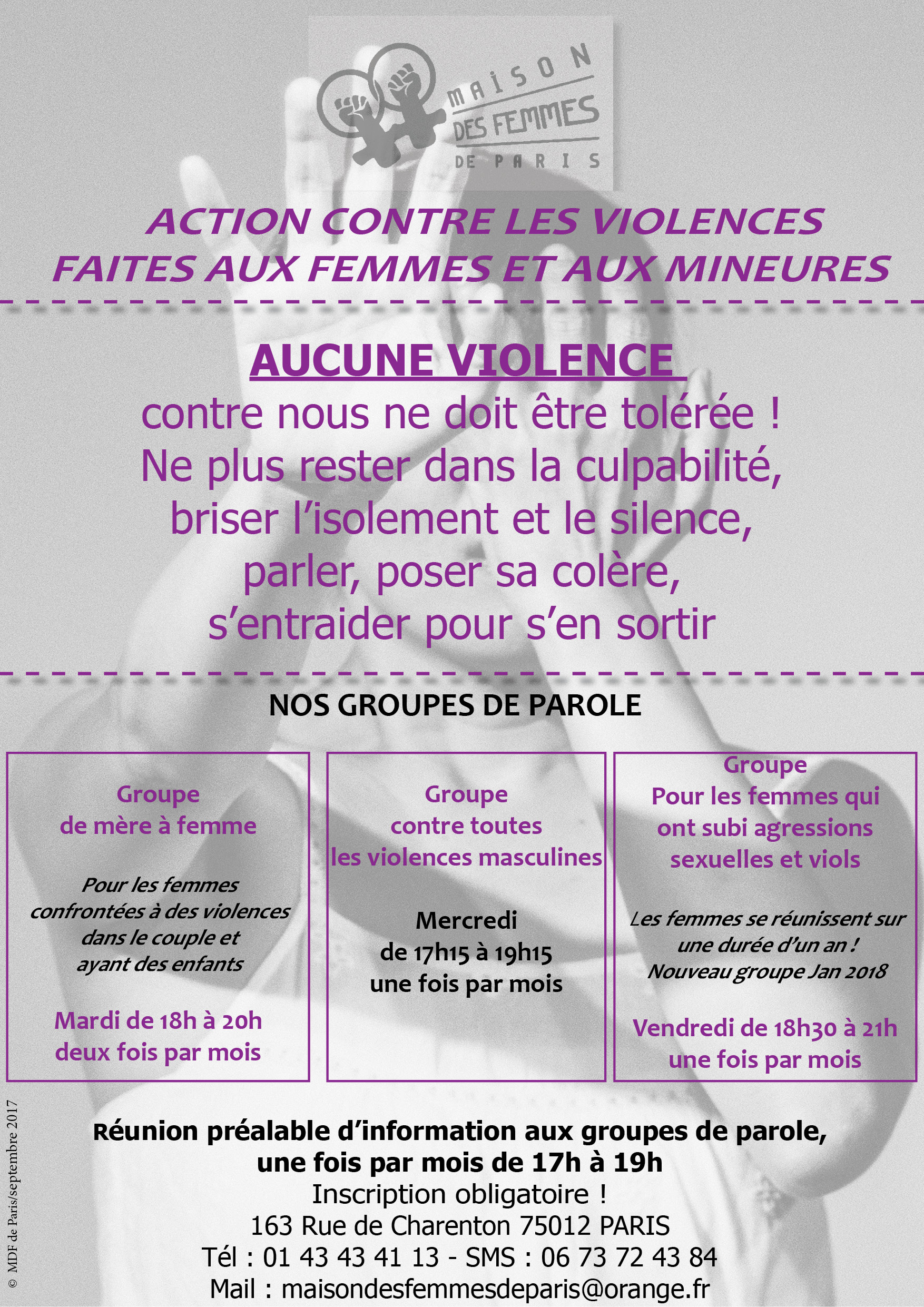 Action contre les violences masculines faites aux femmes Maison des Femmes de Paris